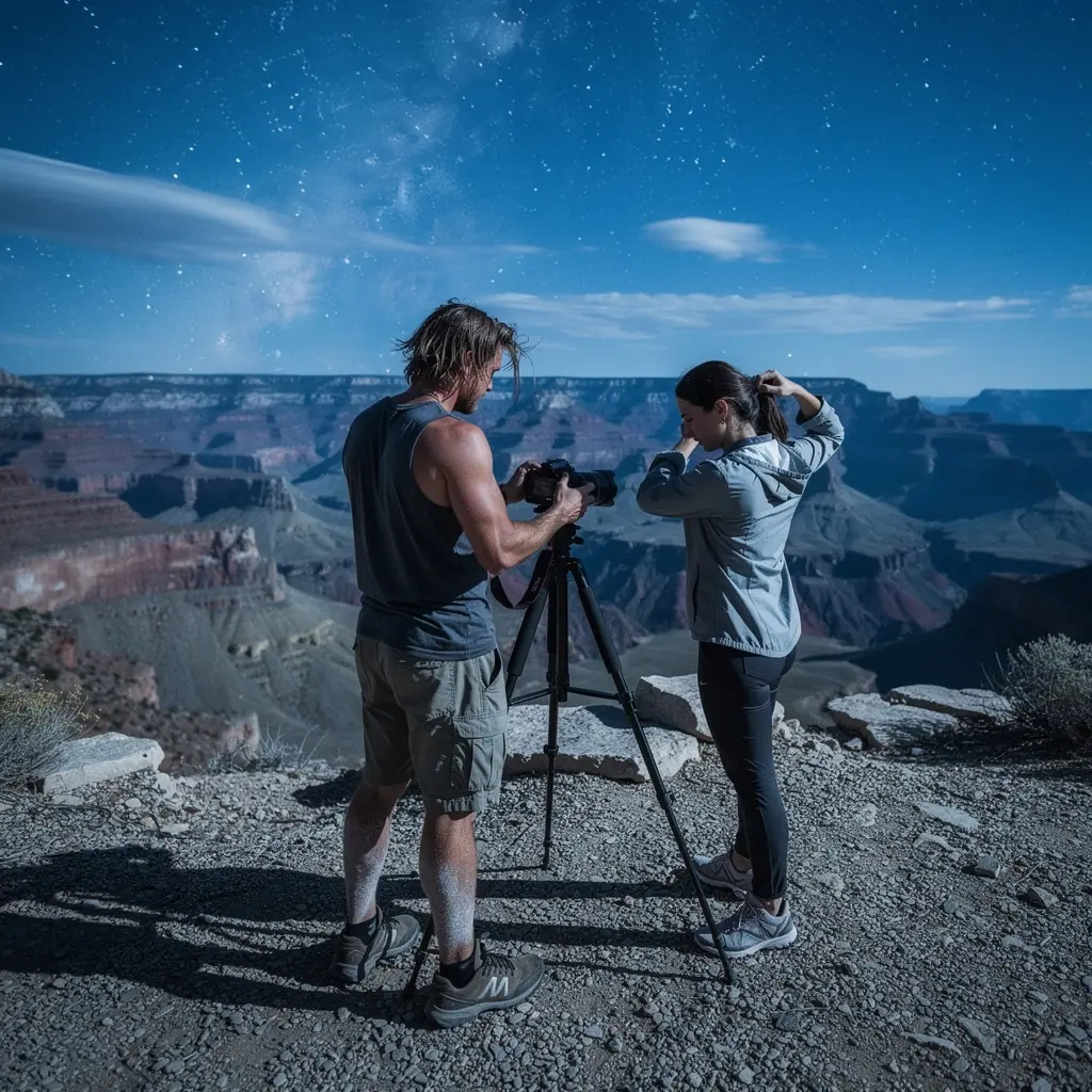 Крупный план телескопа, направленного на созвездие Орион.