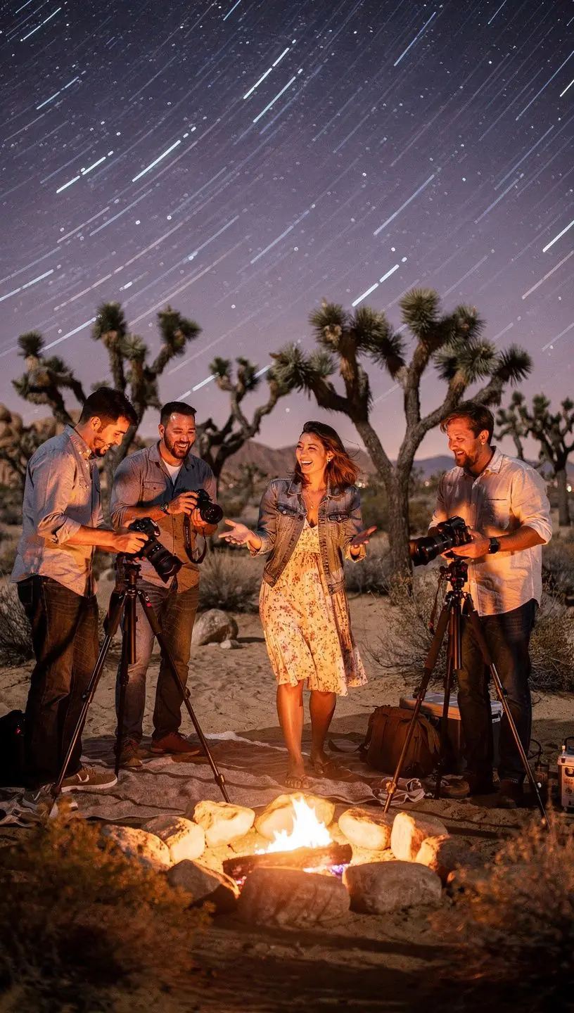 Фотография метеорного дождя, пересекающего ночное небо.