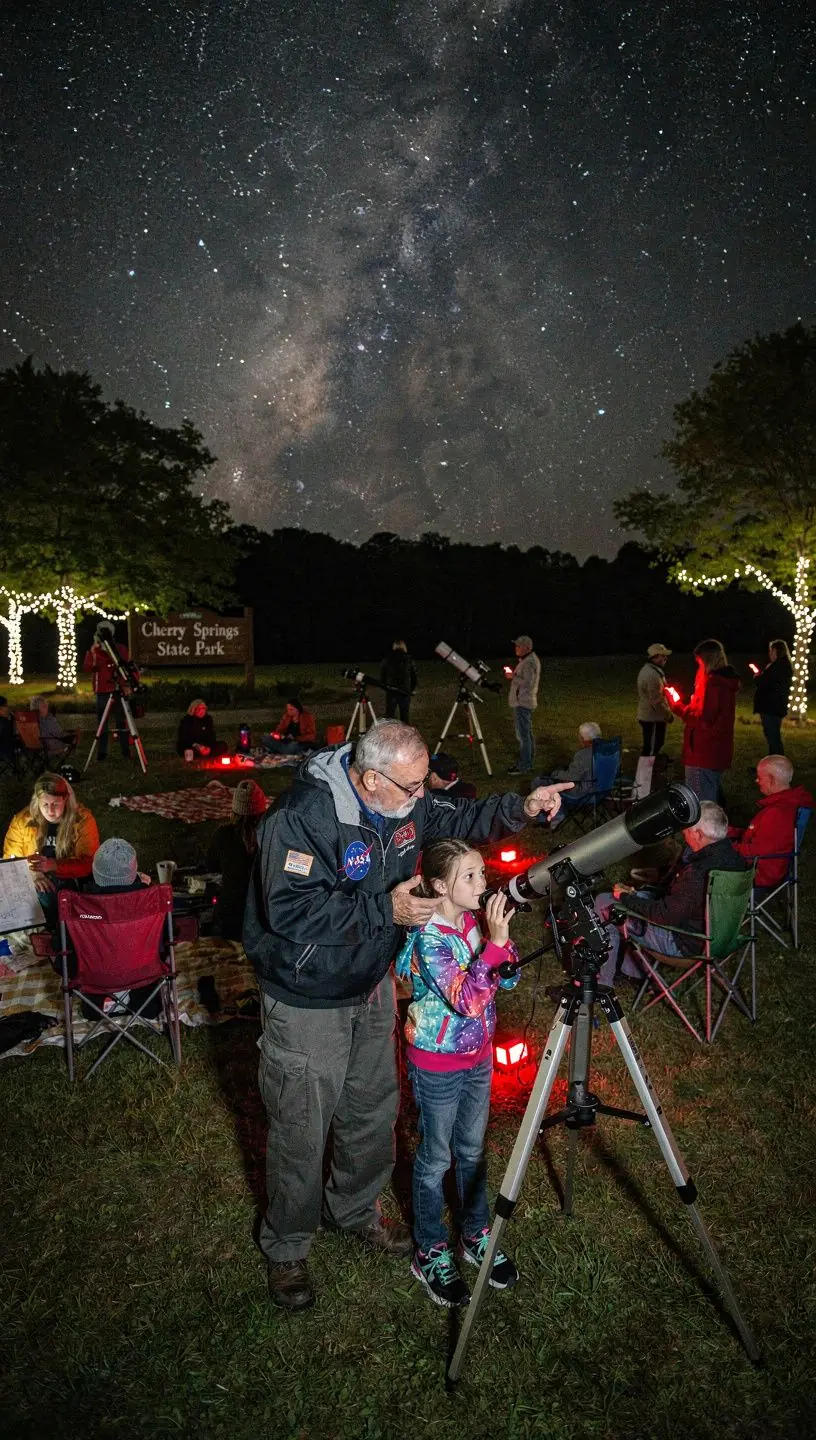 Ночное небо над пустыней с яркими звездами и созвездиями.